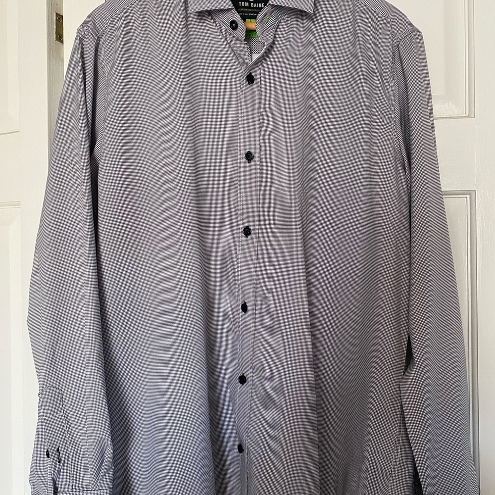Tom Blaine Gray Button Down Performance Shirt Siz… - image 5